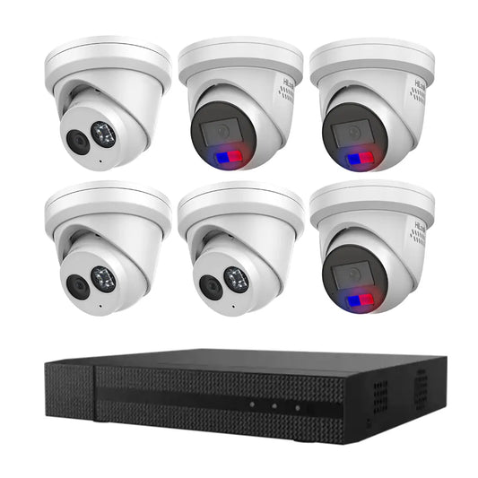HiLook 6MP Kit 6 Camera Kit with AI IntelliSense, Full-Color Built-in Audio, 8CH 4K NVR