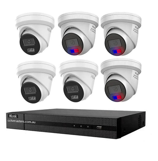 HiLook 6MP Kit 6 Camera Kit with AI IntelliSense, Full-Color Built-in Audio, 8CH 4K NVR