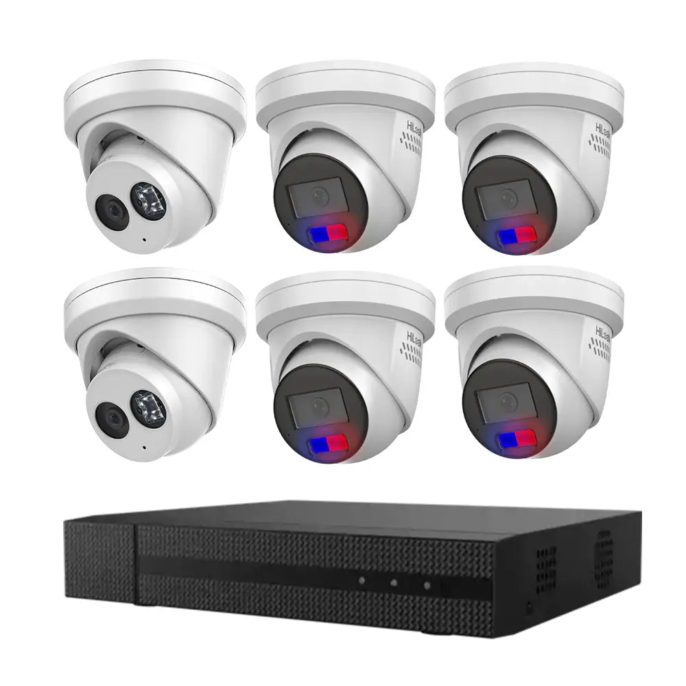 HiLook 6MP Kit 6 Camera Kit with AI IntelliSense, Full-Color Built-in Audio, 8CH 4K NVR