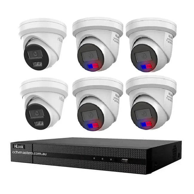 HiLook 8MP Kit 2 x IPC-T282H-MU and 4 x 6MP Full C0lor Camera with IntelliSense, Built-in Mic, 8CH 4K NVR