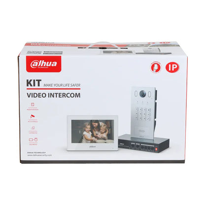 Dahua IP Intercom Villa Kit packaging featuring video intercom, indoor monitor, and outdoor station.