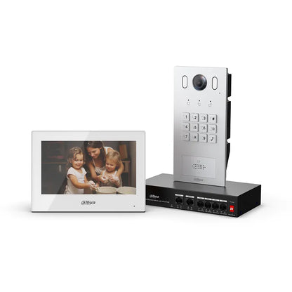 Dahua IP Intercom Villa Kit with Keypad and Reader including indoor monitor and outdoor station.