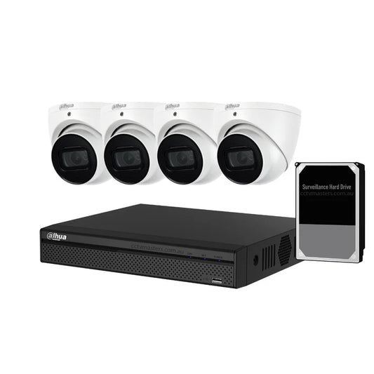 Dahua Camera Kit, 4 x 8MP AI WizSense SMD 4.0, 4CH AI Smart NVR Ultra 4K