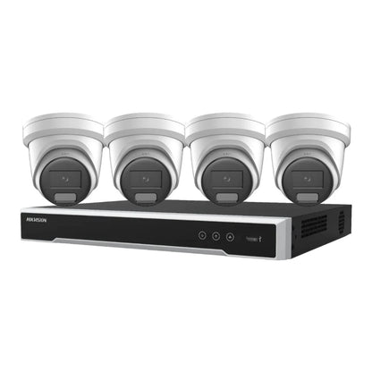 Hikvision ColorVu Camera Kit, 4 x 6MP Outdoor Gen 2 Full Color Hybrid Turret, 4Ch I Series NVR