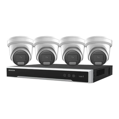 Hikvision Camera Kit, 4 x 8MP AcuSense Powered by Darkfighter Gen 2 Turret, 4Ch NVR HDD Optional
