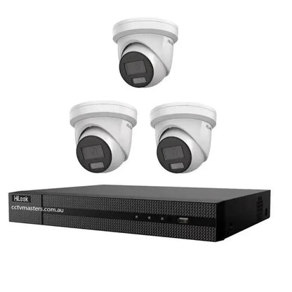 HiLook 8MP Kit 3 x IPC-T282H-MU Camera with IntelliSense, Built-in Mic, 4CH 4K NVR