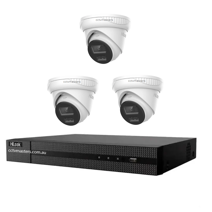 HiLook 6MP Kit 3 x IPC-T263H-MU Pro Camera with IntelliSense, Built-in Mic, 4CH 4K NVR