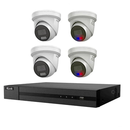 HiLook 8MP Kit 2 x IPC-T282H-MU and 2 x 6MP Full Color Camera with IntelliSense, Built-in Mic, 4CH 4K NVR