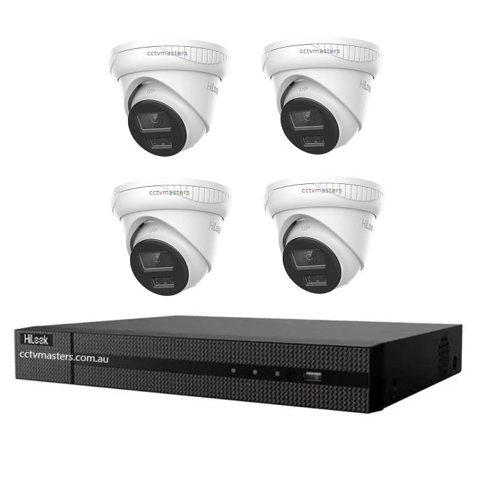 HiLook 8MP Kit 4 x IPC-T283H-MU Pro Camera with IntelliSense, Built-in Mic, 4CH 4K NVR