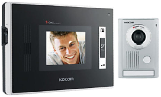 Kocom 2 wire Intercom Kit, 3.5" Color Monitor with Surface Mount Door Station and Power Supply