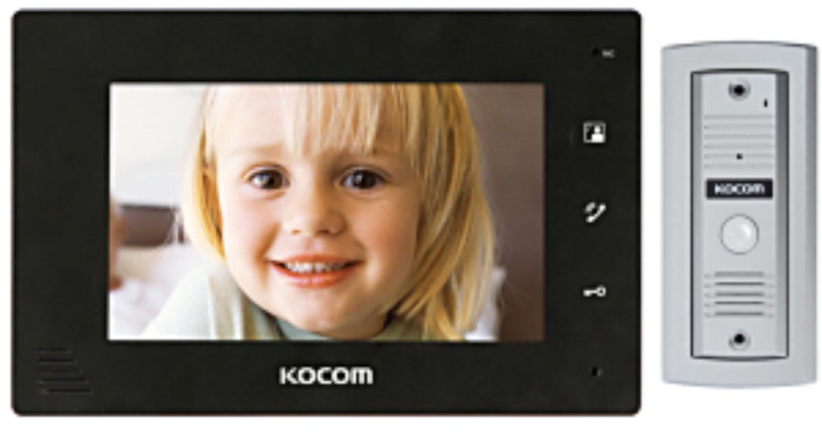 Kocom 2 wire Intercom Kit, 7" Color Monitor with Door Station and Power Supply