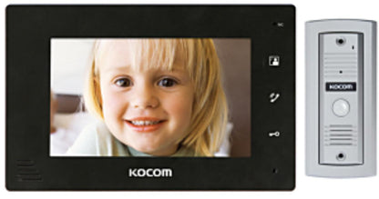 Kocom 2 wire Intercom Kit, 7" Color Monitor with Door Station and Power Supply