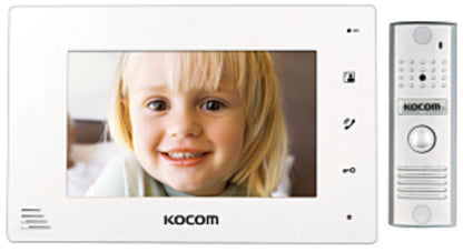 Kocom 2 wire Intercom Kit, 7" Color Monitor with Door Station and Power Supply