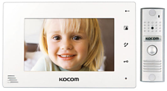 Kocom 2 wire Intercom Kit, 7" Color Monitor with Door Station and Power Supply