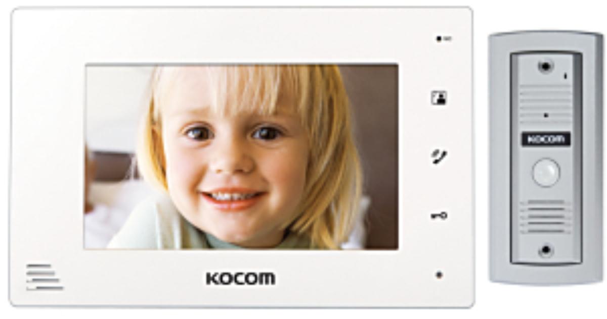 Kocom 2 wire Intercom Kit, 7" Color Monitor with Door Station and Power Supply