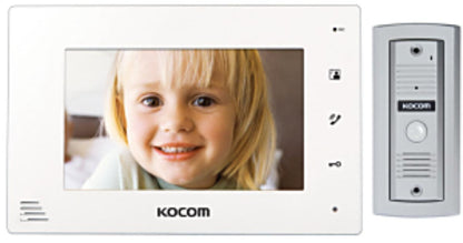 Kocom 2 wire Intercom Kit, 7" Color Monitor with Door Station and Power Supply