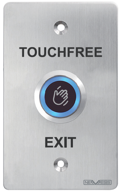 Nemesis Touchless Button Black Illuminated Ring, Stainless Steel Plate IP68, 12-24VDC