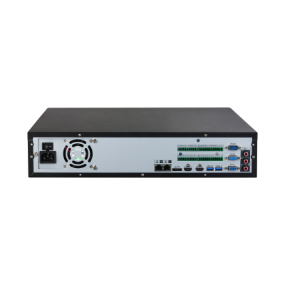 Dahua 32Ch WizSense NVR rear view showing ports and connections for optimal surveillance setup.