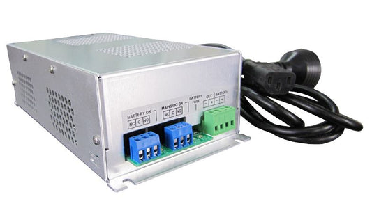 Powerbox 13.8VDC Power Supply and Battery Charger 3.5A IEC Main Plug 1.7A 2 x Output Term Strip Wall Mount, Silver