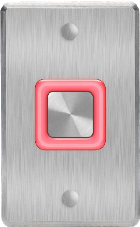 Rosslare Push Button Silver Illuminated Square Button on Curved Edge, Stainless Steel, IP65, 12-24VDC | ROSEX-0700 | CCTVMASTERS.COM.AU