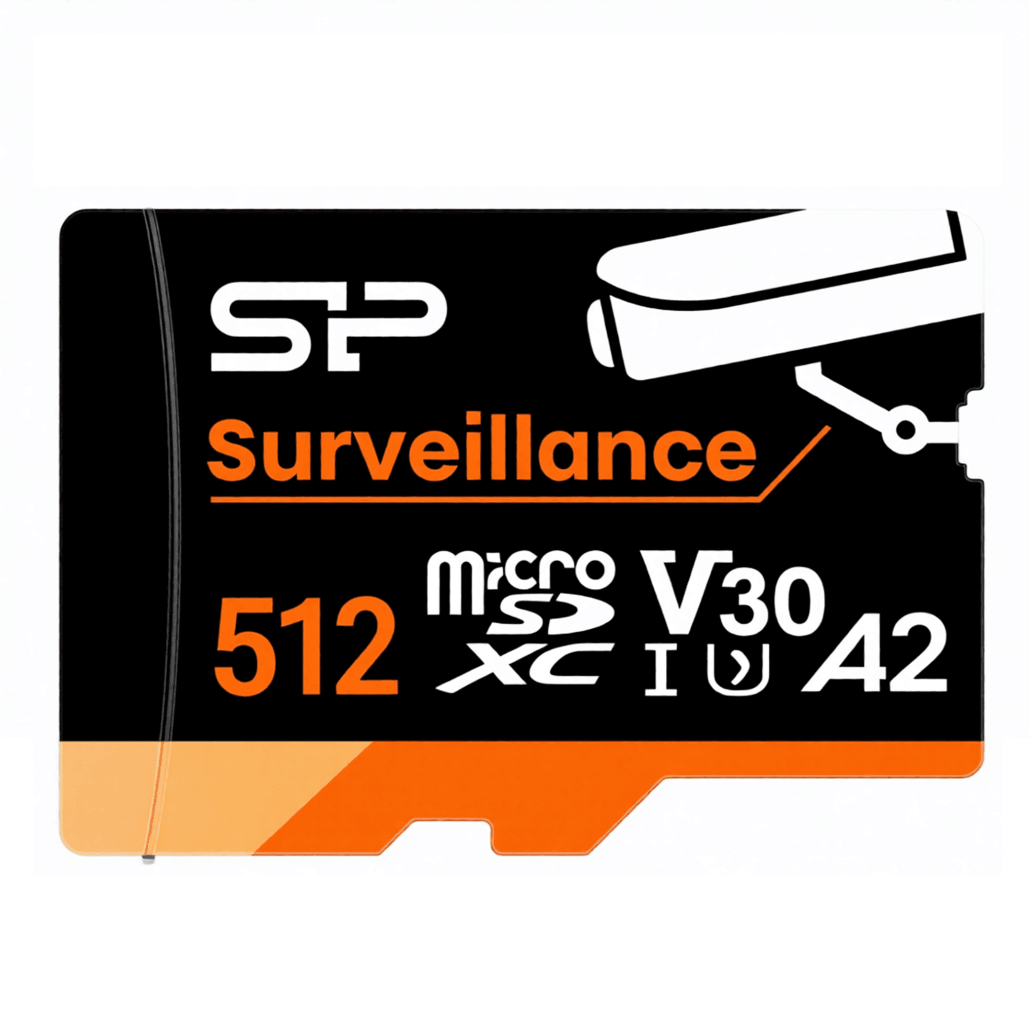 SP Surveillance Micro SD card for CCTV Camera with 512GB storage and V30 speed rating.