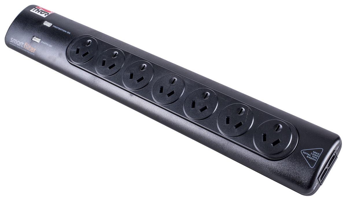THOR Power Filter broad 7x3 Pin, AU Output, 1 x RJ45 In & Out, Fire Retardent, 1.2m cable