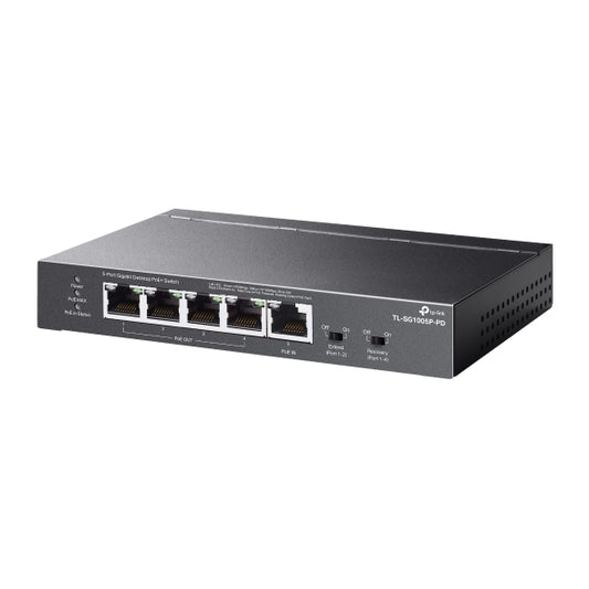 TP-Link TL-SG1005P-PD 5-Port Gigabit Desktop PoE+ Switch with 1-Port PoE++ In and 4-Port PoE+Out