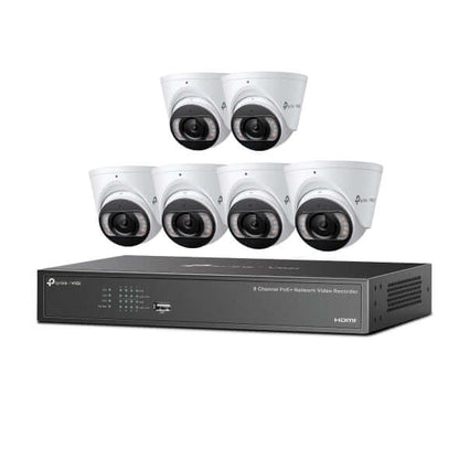 TP-Link IP 6 Camera Kit 4MP Full-Color Turret IP Camera 8 Channel PoE+ NVR 2TB HDD KIT | VIGI NK6P-T4425-2T | CCTVMASTERS.COM.AU