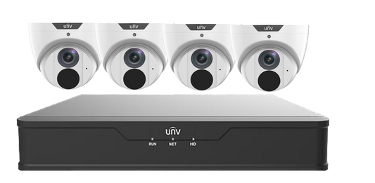 UNV CCTV Kit 4 X 6MP Turret Starlight IR POE Camera 8Ch NVR