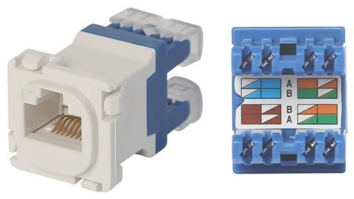 Keystone Jack UTP Cat6 IDC, Network Data Jack Mech Insert with color-coded wiring for easy installation.