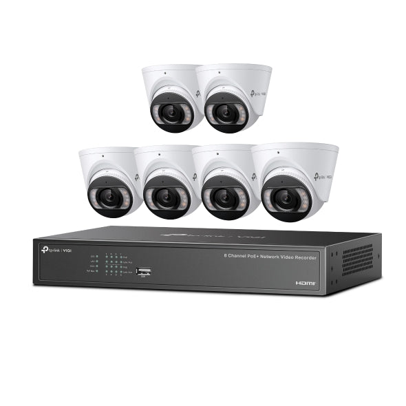 TP-Link IP 6 Camera Kit 4MP Full-Color Turret IP Camera 8 Channel PoE+ NVR 2TB HDD KIT