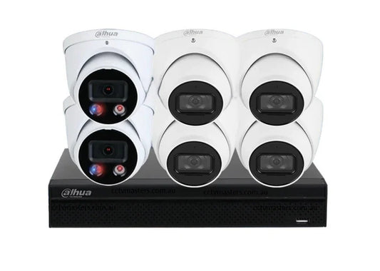 Dahua AI Active Deterrence Camera Kit, 2 x 8MP Full-Colour, 4 x 8MP WizSense, 8CH AI Smart NVR Ultra 4K