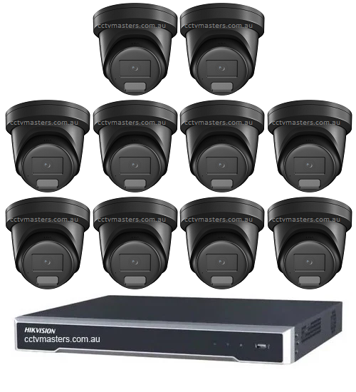 Hikvision ColorVu Camera Kit, 10 x 8MP Outdoor Gen 2 Full Color Hybrid Turret, 16Ch M Serires NVR 4TB HDD