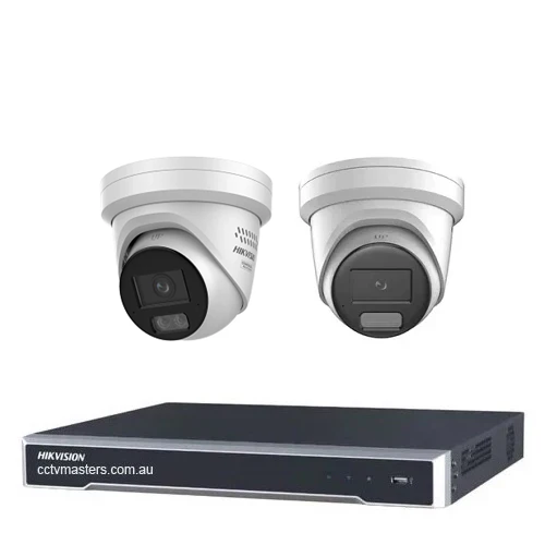 Hikvision Camera Kit, 1 x 8MP AcuSense, 1 x 8MP ColorVu Gen 3 Turret, 4Ch NVR HDD Optional