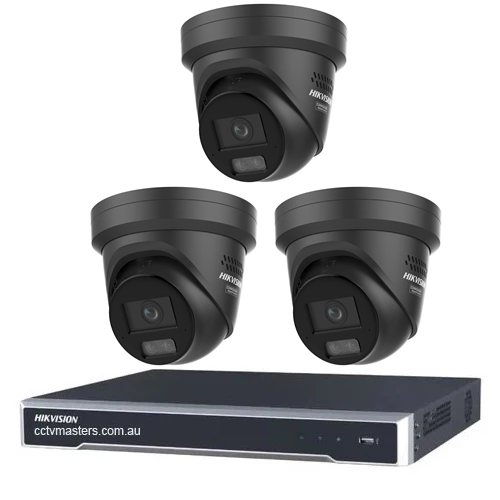 Hikvision Camera Kit, 3 x 8MP ColorVu Gen 3 Turret, 4Ch NVR HDD Optional