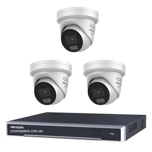 Hikvision Camera Kit, 3 x 6MP ColorVu Gen 3 Turret, 4Ch NVR HDD Optional