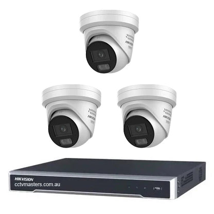 Hikvision Camera Kit, 3 x 6MP ColorVu Gen 3 Turret, 4Ch NVR HDD Optional