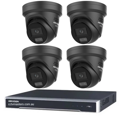 Hikvision Camera Kit, 4 x 8MP ColorVu Gen 3 Turret, 4Ch NVR HDD Optional