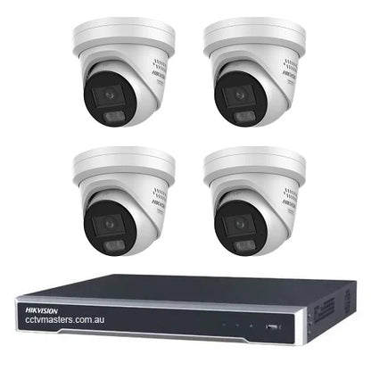 Hikvision Camera Kit, 4 x 6MP ColorVu Gen 3 Turret, 4Ch NVR HDD Optional