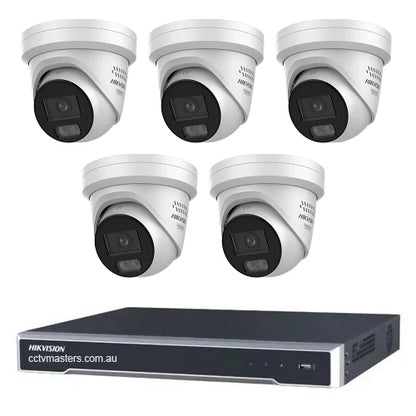 Hikvision Camera Kit, 5 x 6MP ColorVu Gen 3 Turret, 8Ch NVR HDD Optional