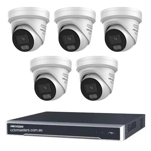Hikvision Camera Kit, 5 x 6MP ColorVu Gen 3 Turret, 8Ch NVR HDD Optional