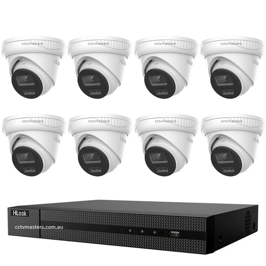 HiLook 6MP Kit 8 x IPC-T263H-MU Smart Dual IR Pro Camera with IntelliSense, Built-in Mic, 8CH 4K NVR