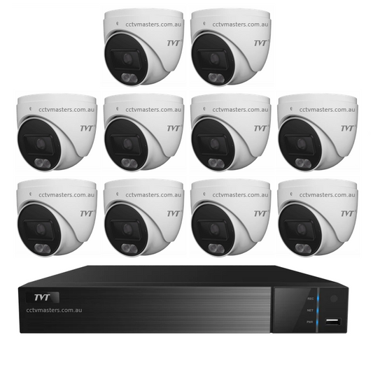 TVT 6MP Camera Kit, 10 x 6MP Turret Camera with 16ch NVR