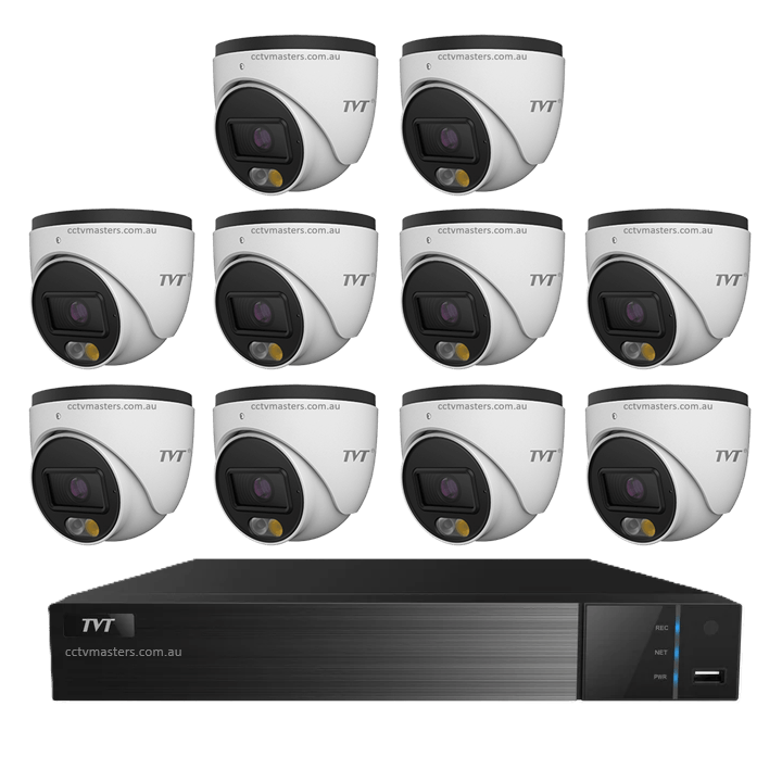TVT 6MP Camera Kit, 10 x 6MP Turret Camera with 16ch NVR