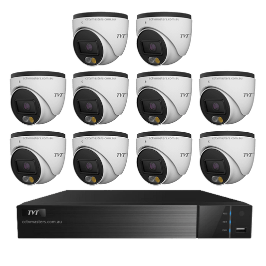 TVT 6MP Camera Kit, 10 x 6MP Turret Camera with 16ch NVR | 10xTD-9564S4C(D/PE/AW2)0280-16P | CCTVMASTERS.COM.AU
