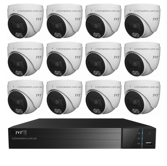 TVT 6MP Camera Kit, 12 x 6MP Turret Camera with 16ch NVR