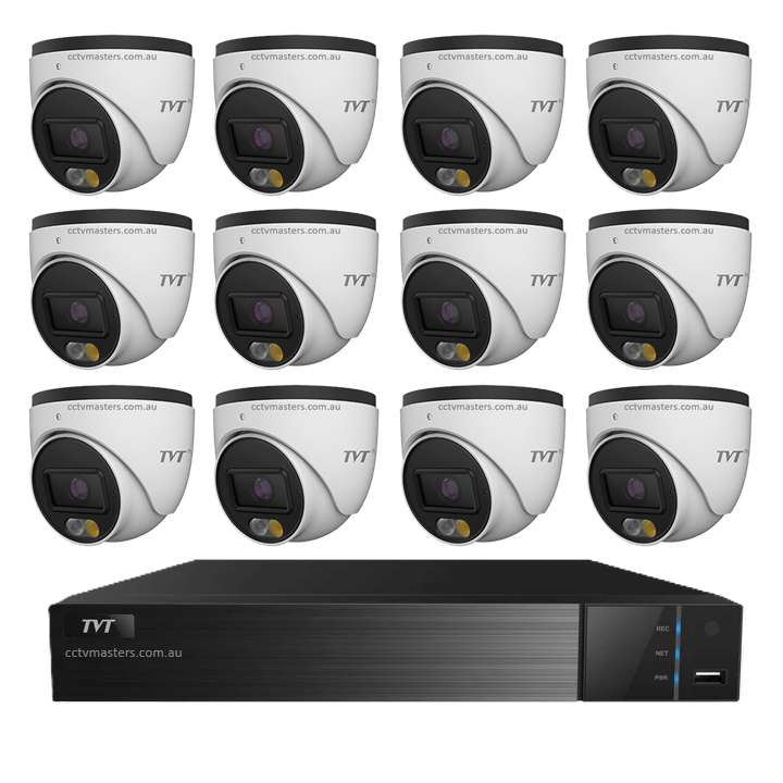 TVT 6MP Camera Kit, 12 x 6MP Turret Camera with 16ch NVR