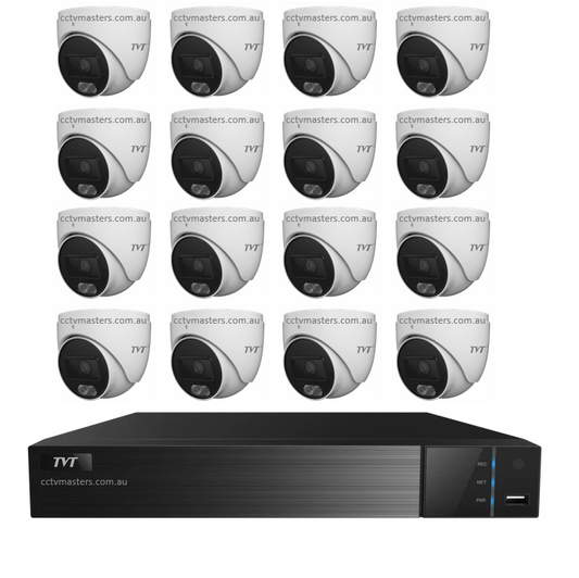 TVT 6MP Camera Kit, 16 x 6MP Turret Camera with 16ch NVR