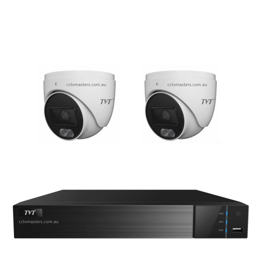 TVT 6MP Camera Kit, 2 x 6MP Turret Camera with 4ch NVR