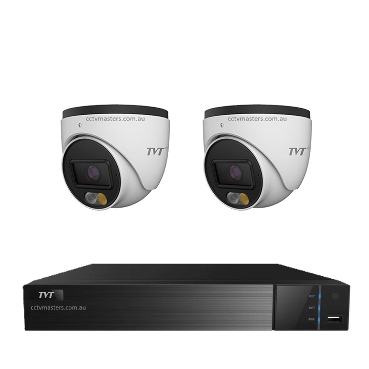 TVT 6MP Camera Kit, 2 x 6MP Turret Camera with 4ch NVR | 2xTD-9564S4C(D/PE/AW2)0280-4P | CCTVMASTERS.COM.AU